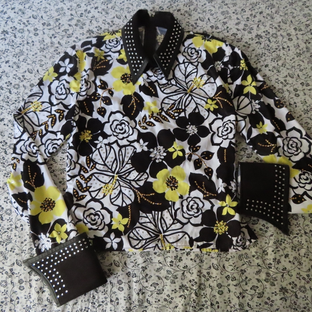 Diane Olsen Yellow, B&W Horsemanship Top Sz 7/8